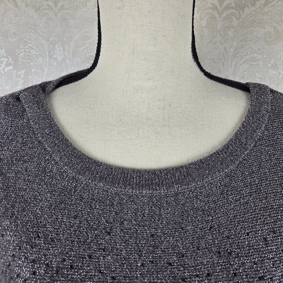 AGB Size Small Batwing Sweater Metaillic Ombre Silver to Black Knit 3/4 Sleeves - Picture 2 of 13